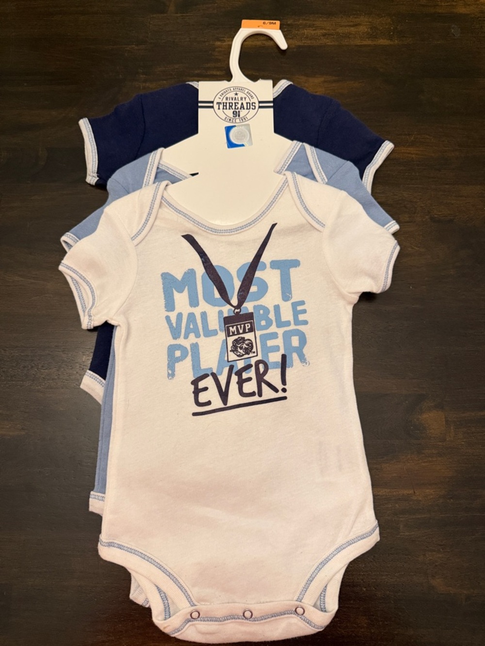 Rivalry Threads Baby Boys' 3-Pack Short-Sleeve Bodysuits - UNC
